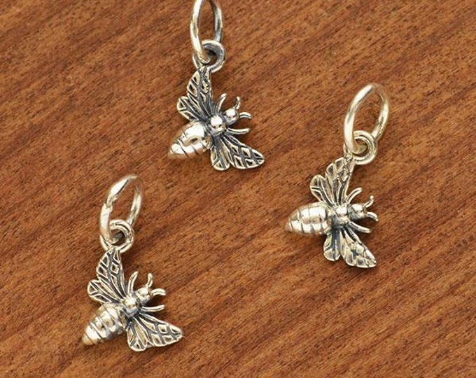 Sterling Silver Tiny Honey Bee Charm 13x7mm
