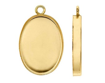 14/20 yellow gold-filled oval cabochon component mounting with closed ring
