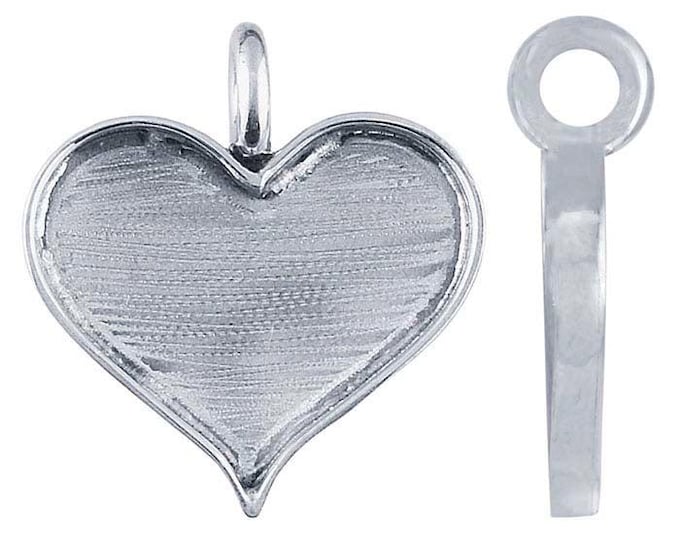 Sterling Silver 22 x 13mm Heart Resin Pendant Mounting