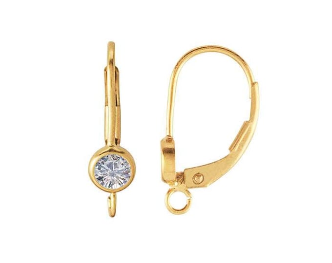 14/20 Yellow Gold-Filled Lever-Back Ear Wire with CZ Accent