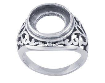 Sterling Silver Filigree 12mm Round Ring Mounting