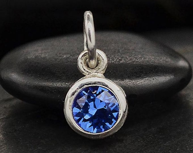 Sterling Silver Crystal Birthstone Charm- September 11x5mm