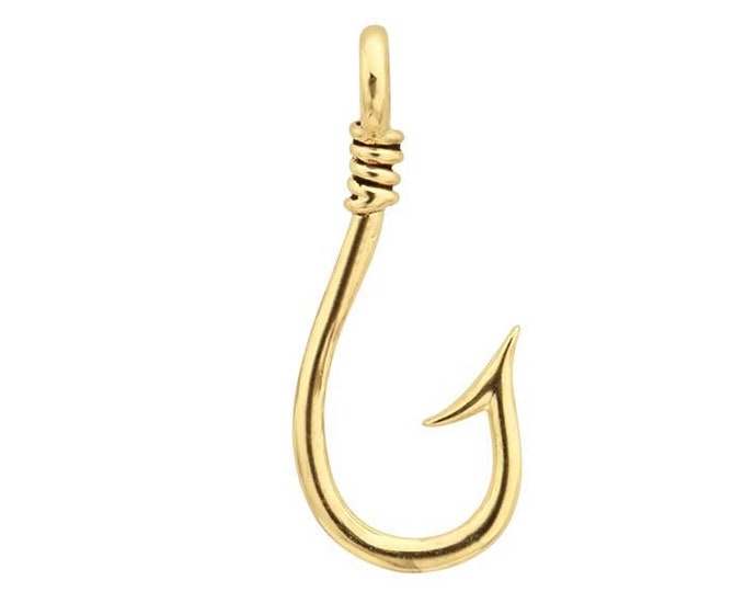 14K Yellow Gold Fish Hook Pendant