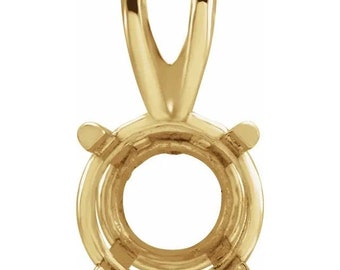 14k yellow gold round 4-prong pre-notched pendant mounting