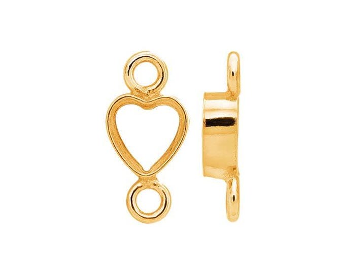 14/20 Yellow Gold-Filled Heart Bezel Link Component Mounting in 3mm or 4mm