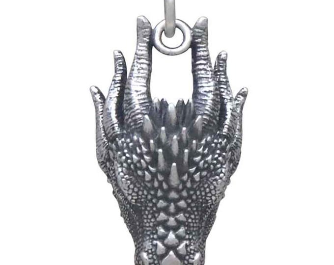 Sterling Silver Dragon Head Charm 24x12mm
