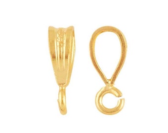 12/20 yellow gold-filled corrugated pendant bails 8.2 x 2.2mm with open ring