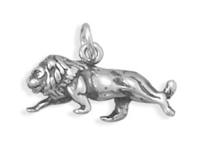 Oxidized Lion Charm, 925 Sterling Silver