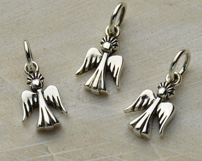 Sterling Silver Tiny Angel Charm 14x6mm