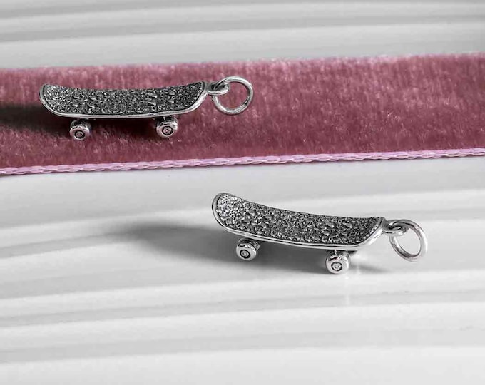 Sterling Silver Skateboard Charm 25x7mm