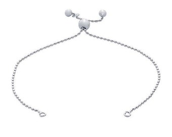 Sterling silver 1.2mm bead chain bracelet component, adjustable