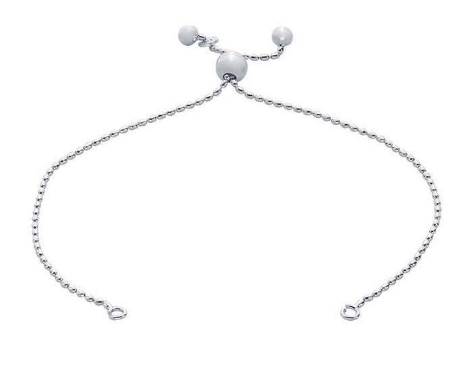 Sterling silver 1.2mm bead chain bracelet component, adjustable