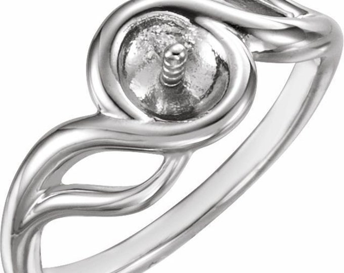 Ring Mounting for 7 mm Pearl in Sterling Silver or 14k white Gold