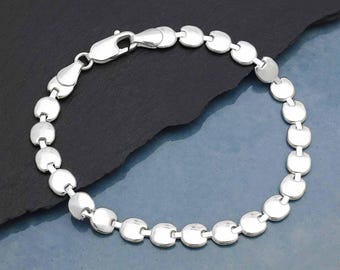 Sterling Silver Round Discs Bracelet 7.5 Inches