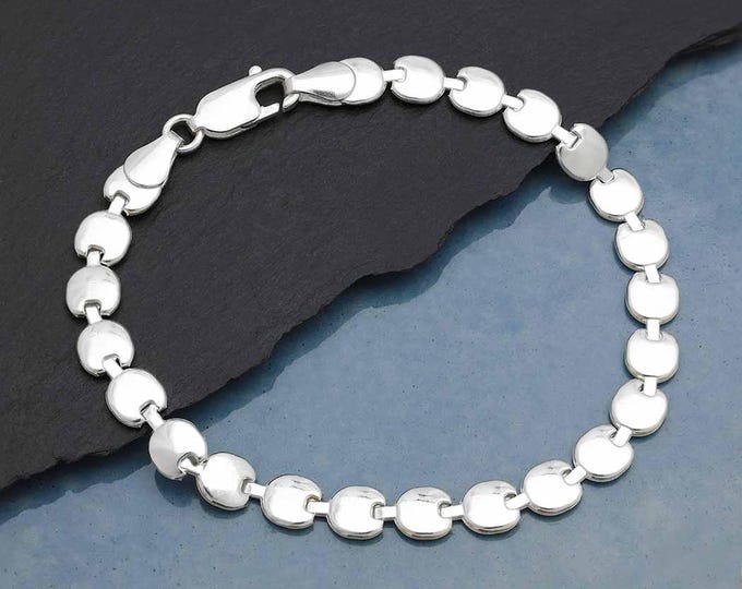 Sterling Silver Round Discs Bracelet 7.5 Inches