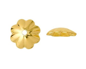 14k Yellow Gold-Filled Flower Bead Cap, sold per 10pcs., choose your size