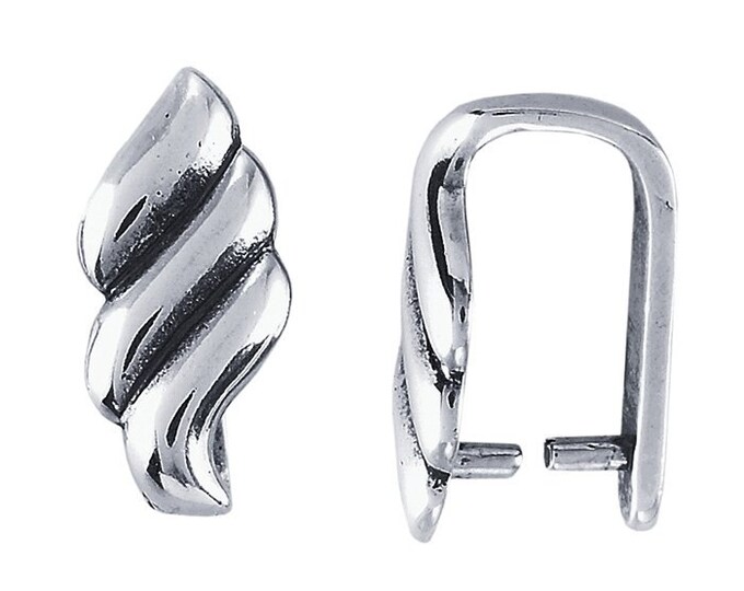 Sterling Silver Wavy Pinch Bail 8 x 4.8mm, Briolette Bail,