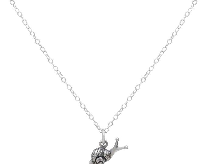 Sterling Silver Snail Necklace, 18 inch curb chain