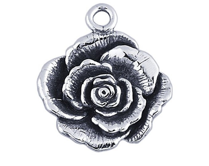 Sterling silver rose blossom charm