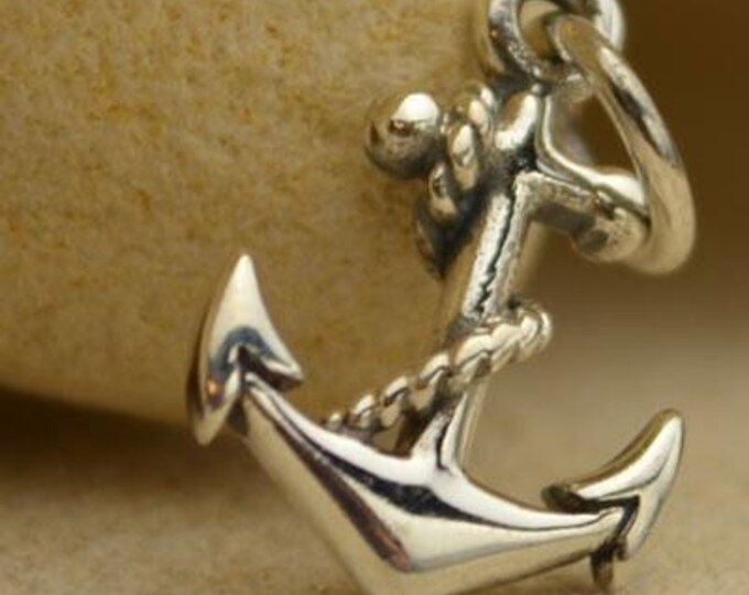 Sterling Silver Anchor Charm - Beach Charm 16x9mm
