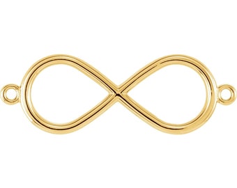 14k gold infinity-inspired bracelet center in rose gold, yellow gold, or white gold,