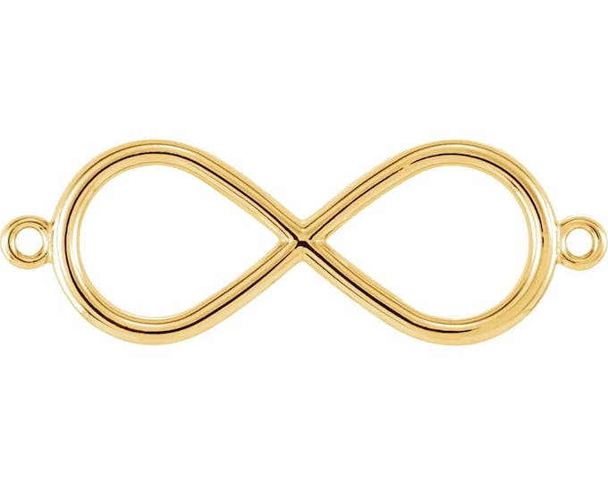 14k gold infinity-inspired bracelet center in rose gold, yellow gold, or white gold,