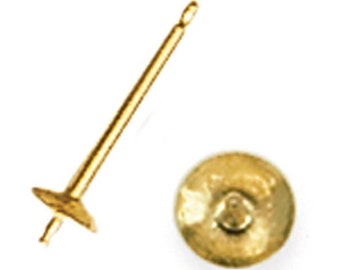 14k yellow or white gold ear post with cup and peg, sold in pairs