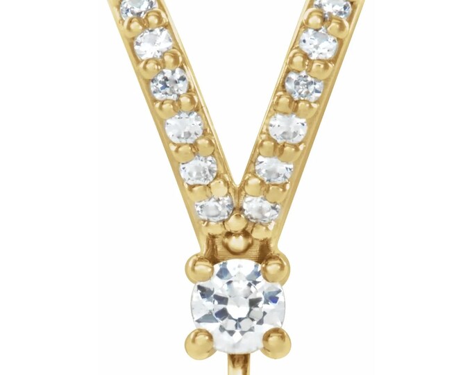 14K Yellow or White Gold  .07 CTW Natural Diamond Rabbit Ear Bail,
