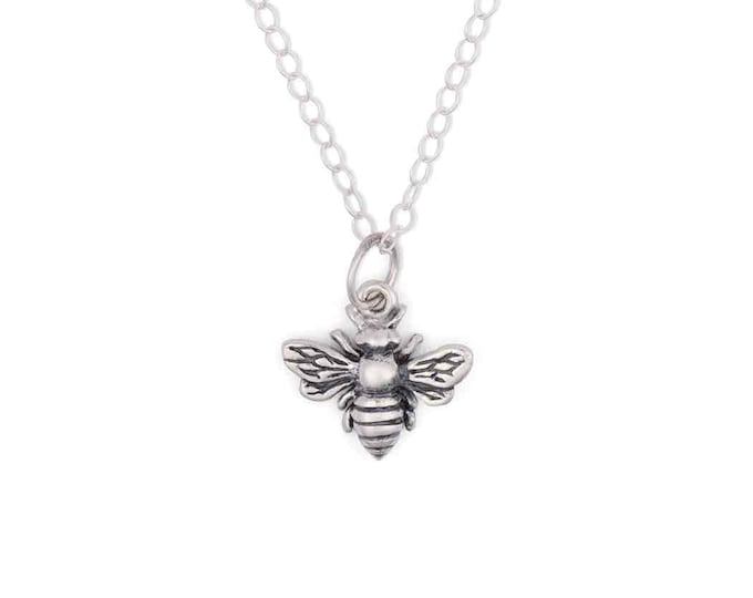 Sterling Silver Bee Necklace, 18 inch