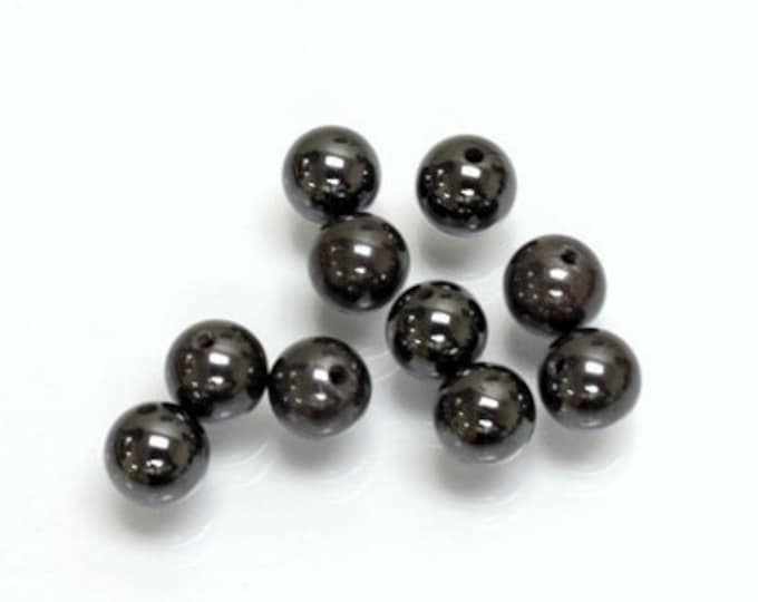 Half drilled natural hematite beads, sold by the pair