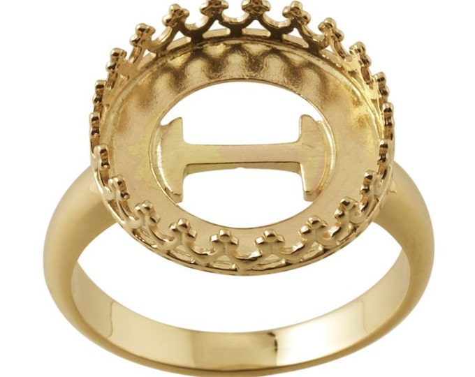 14K Yellow Gold  Round Gallery Wire Bezel Ring Mounting, select your size