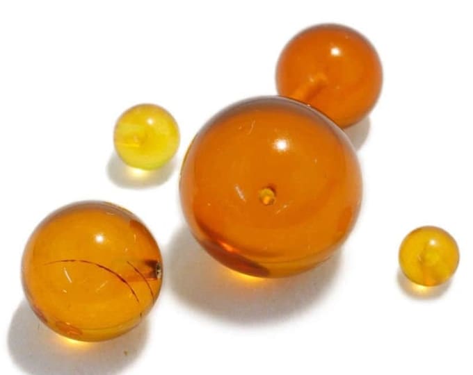 Amber half-drilled bead, select your size