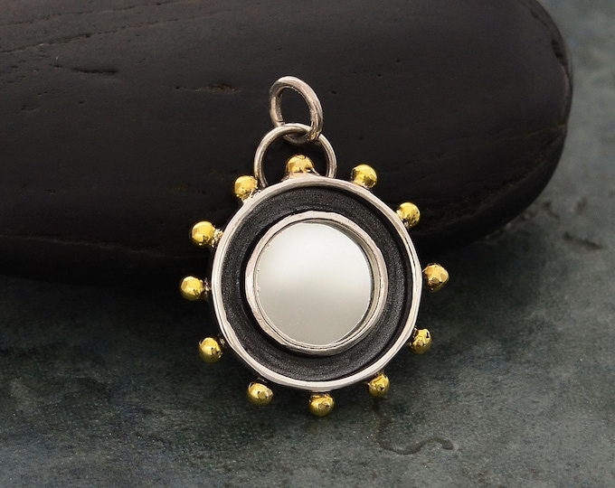 Sterling Silver Mirror Charm with Shadowbox Frame 24x19mm