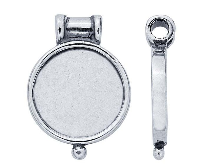 Sterling Silver 10mm Round Cabochon Pendant Slide Mounting