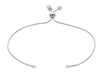 Sterling silver 1mm snake chain bracelet component, adjustable