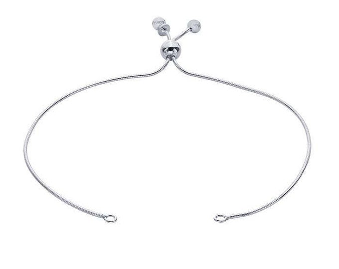 Sterling silver 1mm snake chain bracelet component, adjustable