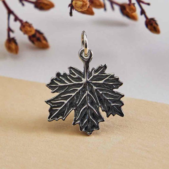 Sterling Silver Maple Leaf Charm 21x17mm UK