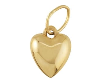 14k yellow gold puffed heart pendant, 2 sizes to choose from