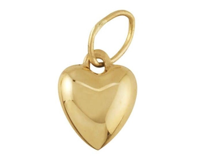 14k yellow gold puffed heart pendant, 2 sizes to choose from