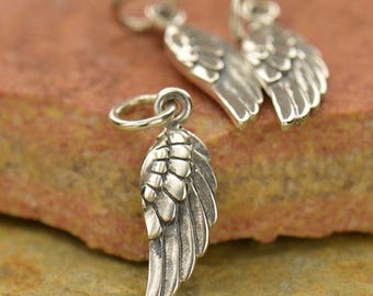 Sterling silver angel wing charm, choose left or right