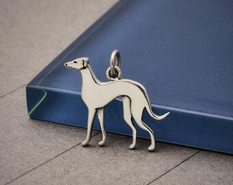 Sterling Silver Greyhound Dog Charm 19x19mm