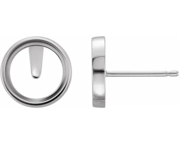 Post Earring Bezel Mountings, sold in pairs, choose your metal and size