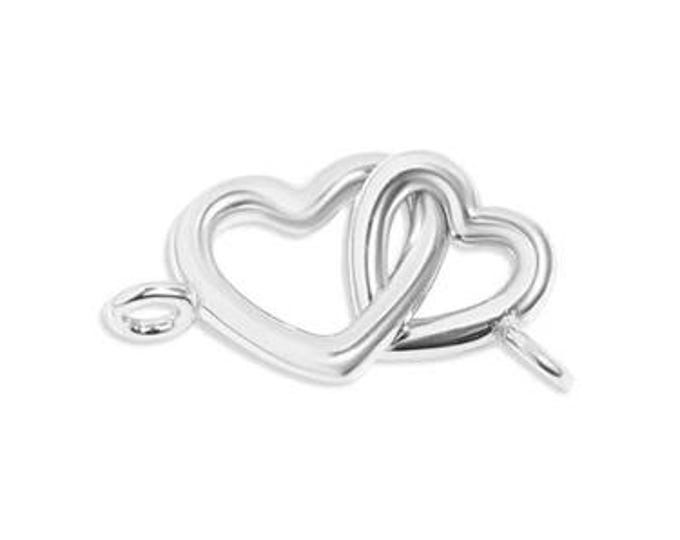 Sterling Silver Double Heart Horizontal Connector