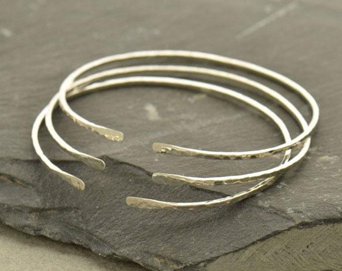 Sterling Silver Cuff Bracelet - Adjustable Hammered