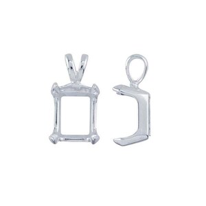Sterling Silber Achteck / Smaragd fertige Anhänger-Befestigung, 4-Rack