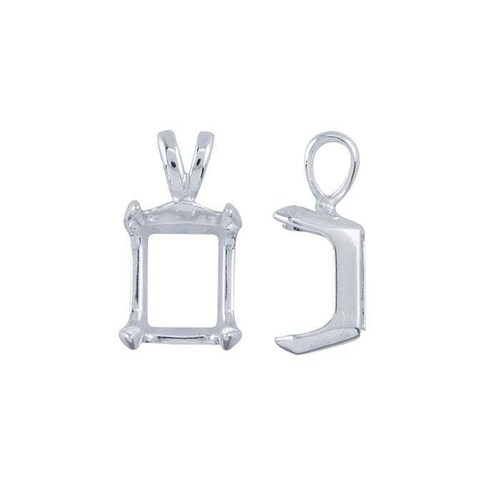 Pendentif octogone en argent sterling / émeraude, prêt à l'emploi, 4 broches