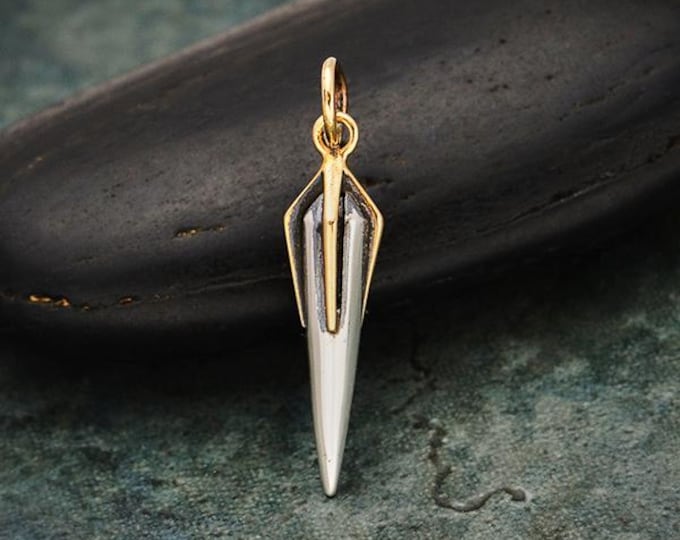 Sterling Silver Spike Charm with Bronze Claw Cap