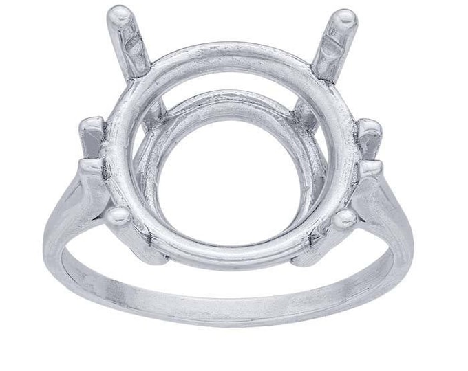 Sterling silver ready-set round ring mounting, available in 3 setting sizes