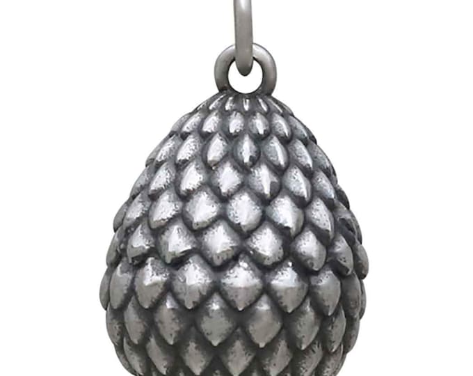 Sterling Silver 3D Scaled Dragon Egg Charm