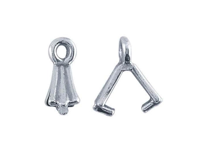 Sterling Silver Small Corrugated Pinch Pendant Bail with Ring